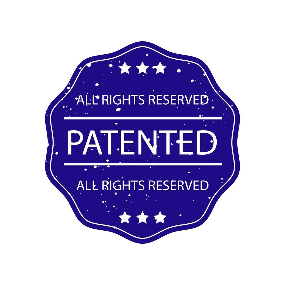 Patented Seal Intellectual Property Protected All Rights Reserved Badge in Paper Texture Isolated Vector