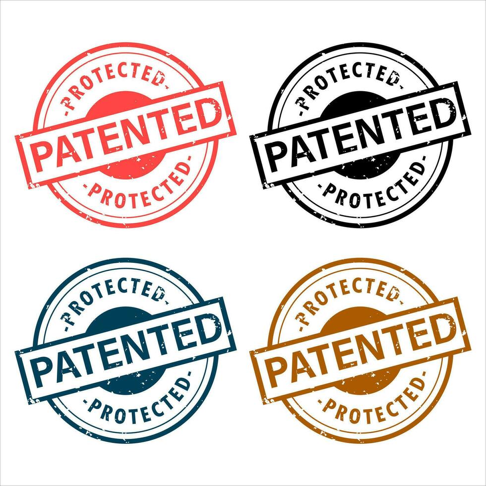 Patented Protected Seal Intellectual Property Protected Badge Collection in Paper Texture Vector