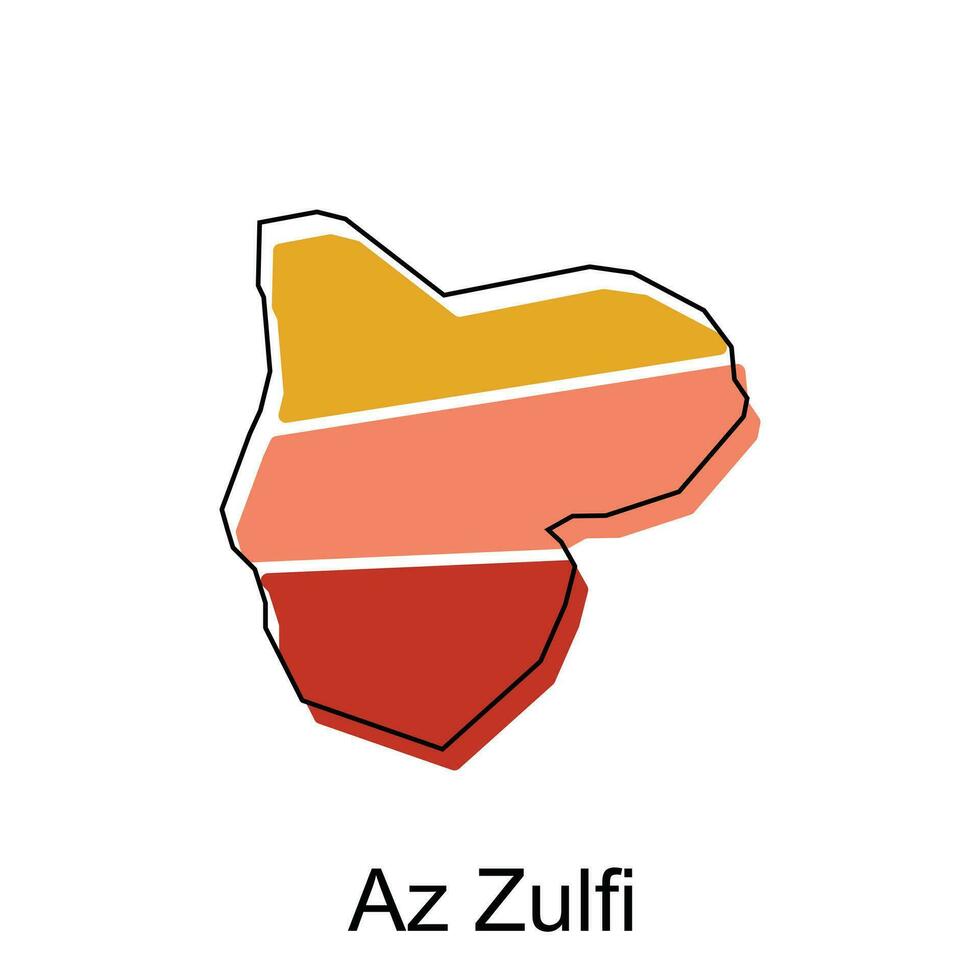 map of Az Zulfi colorful modern vector design template, national borders and important cities illustration