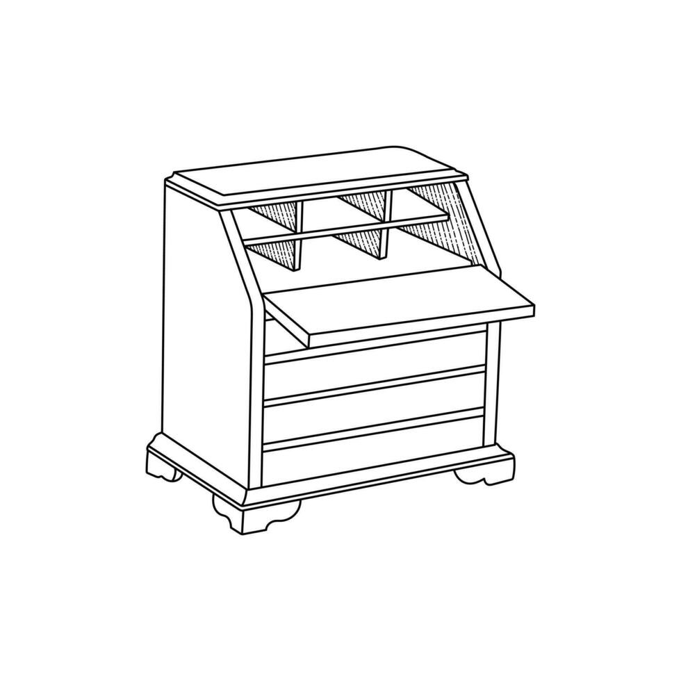 Cabinet furniture icon line art design template, vector symbol, sign, outline illustration.