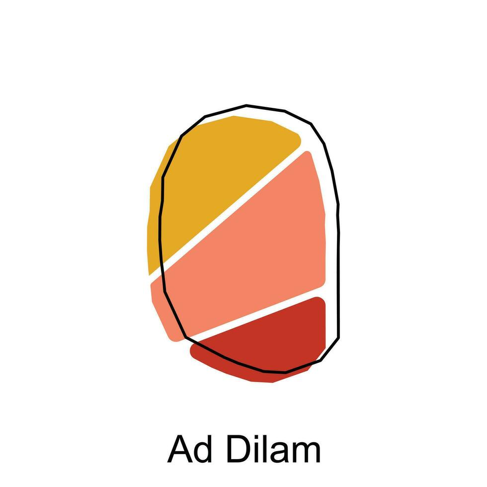 mapa de anuncio dilam vistoso moderno vector diseño plantilla, nacional fronteras y importante ciudades ilustración