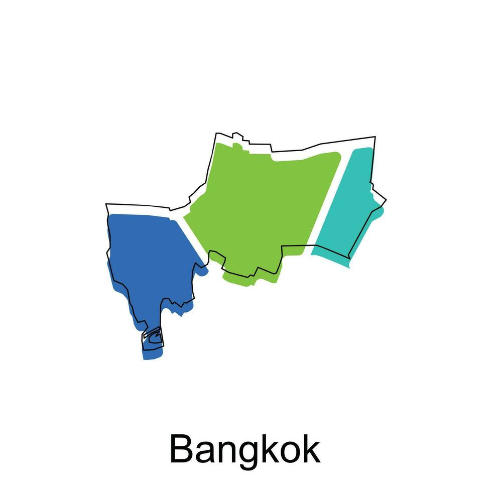 Bangkok mapa. vector mapa de Tailandia diseño modelo con contorno gráfico bosquejo estilo aislado en blanco antecedentes