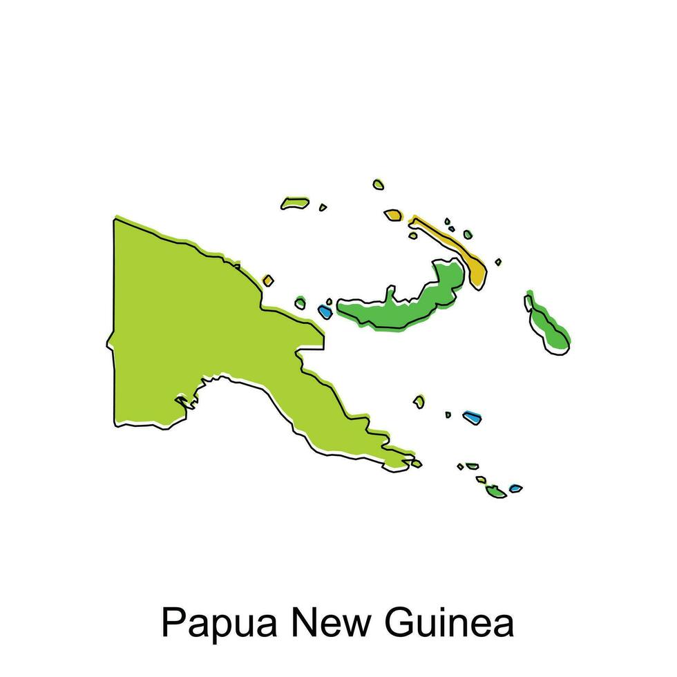 Map of Papua New Guinea vector design template, national borders and important cities illustration