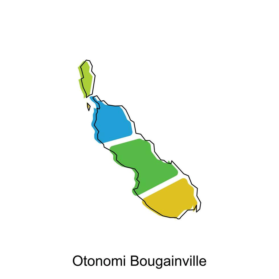 Map of Otonomi Bougainville vector design template, national borders and important cities illustration
