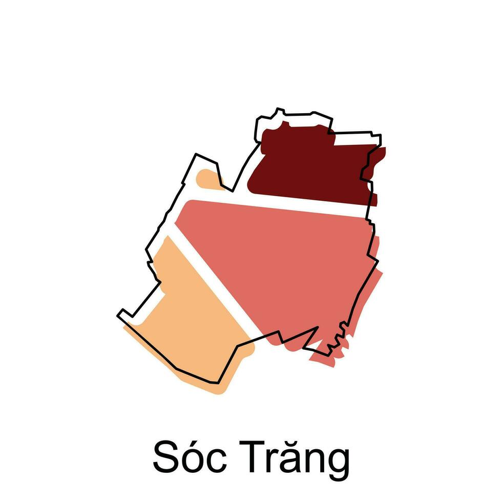 Map of Soc Trang vector design template, World Map International vector template with outline graphic sketch style isolated on white background
