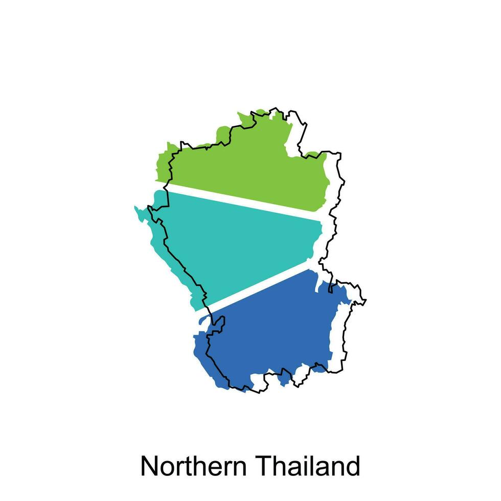 Map of Northern Thailand vector design template, national borders and important cities illustration