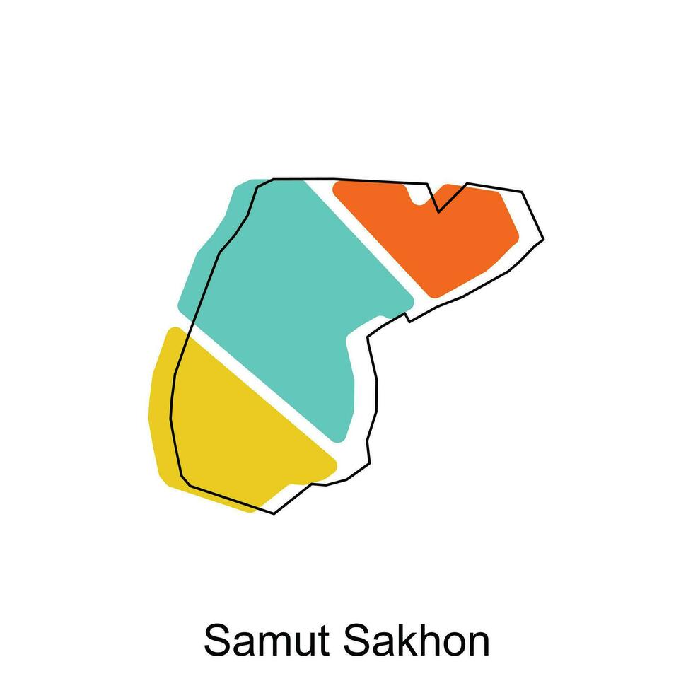 Samut Sakhon Map. vector map of Thailand design template with outline graphic sketch style isolated on white background