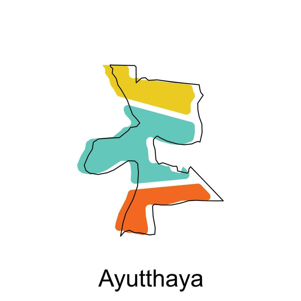 Ayutthaya Map. vector map of Thailand design template with outline graphic sketch style isolated on white background