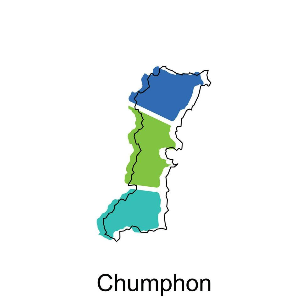 Map of Chumphon vector design template, national borders and important cities illustration