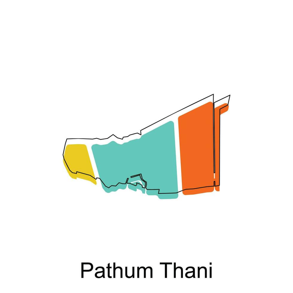 Map of Pathum Thani vector design template, national borders and important cities illustration, Stylized map of Thailand