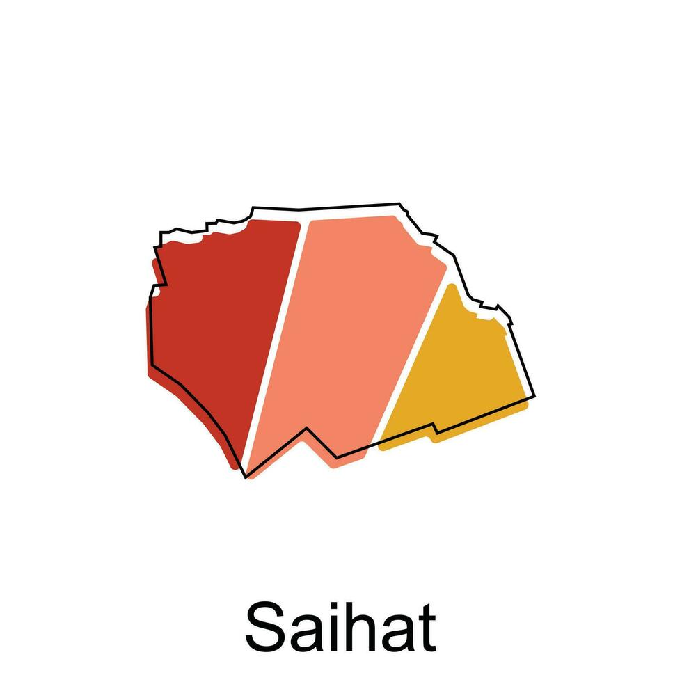 mapa de saihat vistoso moderno vector diseño plantilla, nacional fronteras y importante ciudades ilustración