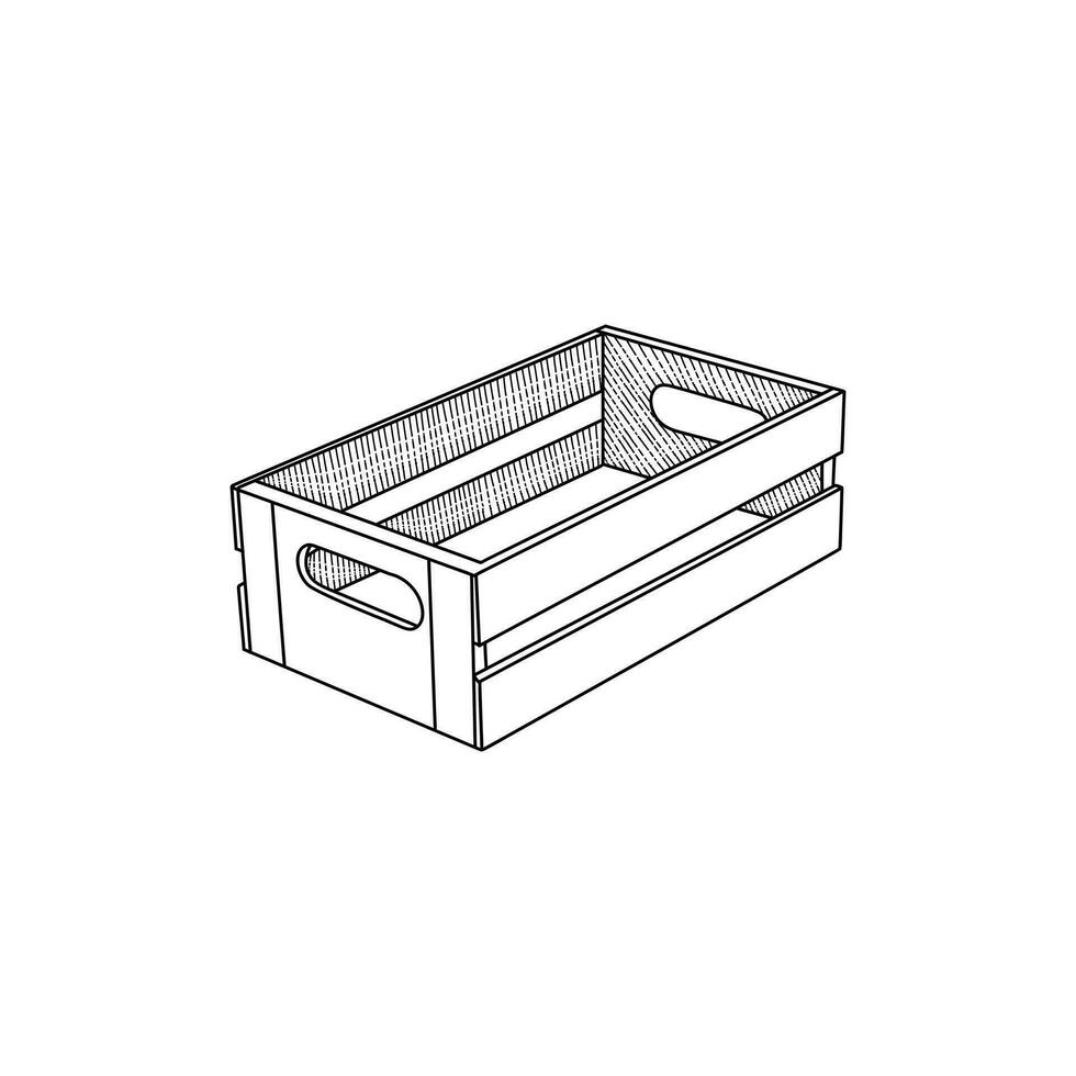 de madera cofre caja vacío icono línea sencillo diseño, elemento gráfico ilustración modelo vector