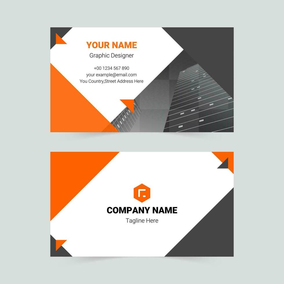 Black and orange modern business card template vector
