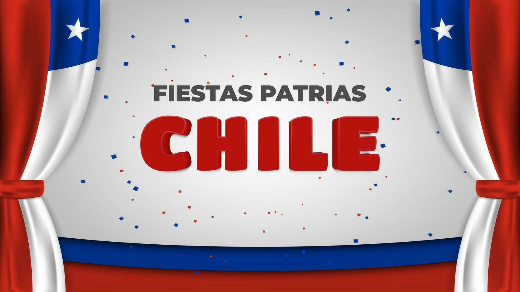 Chile nacional fiesta celebracion saludo con Español frase texto fiestas patrias Chile y banderas decoración vector