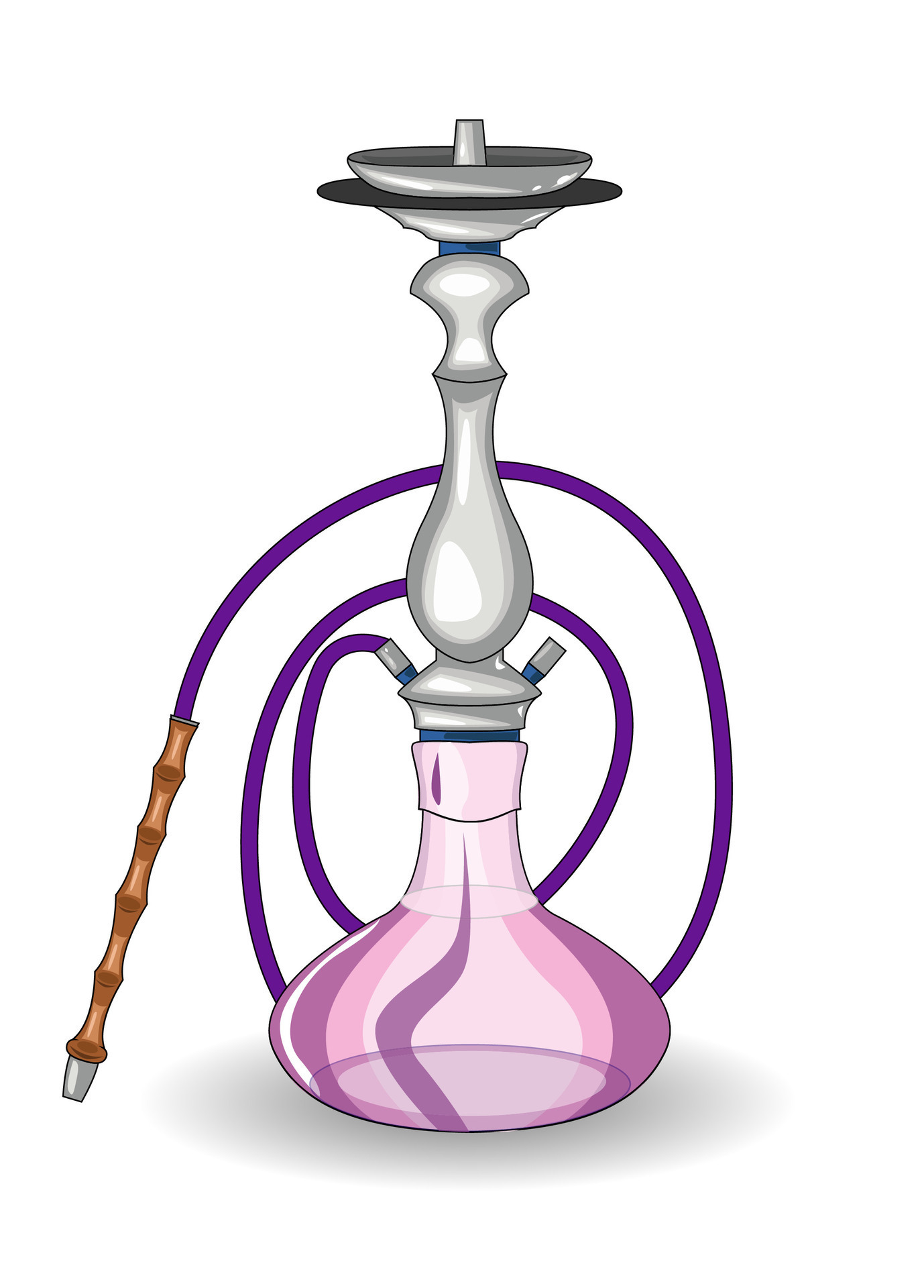 The hookah is Silver with a Pink glass dome. Stylish detailed hookah