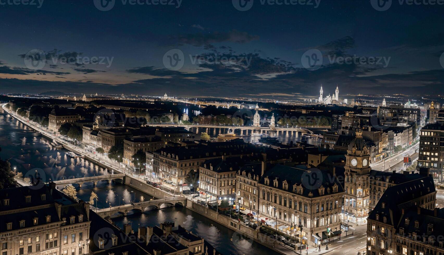 The Captivating Beauty of the Capital City's Illuminated Skyline ai generated photo