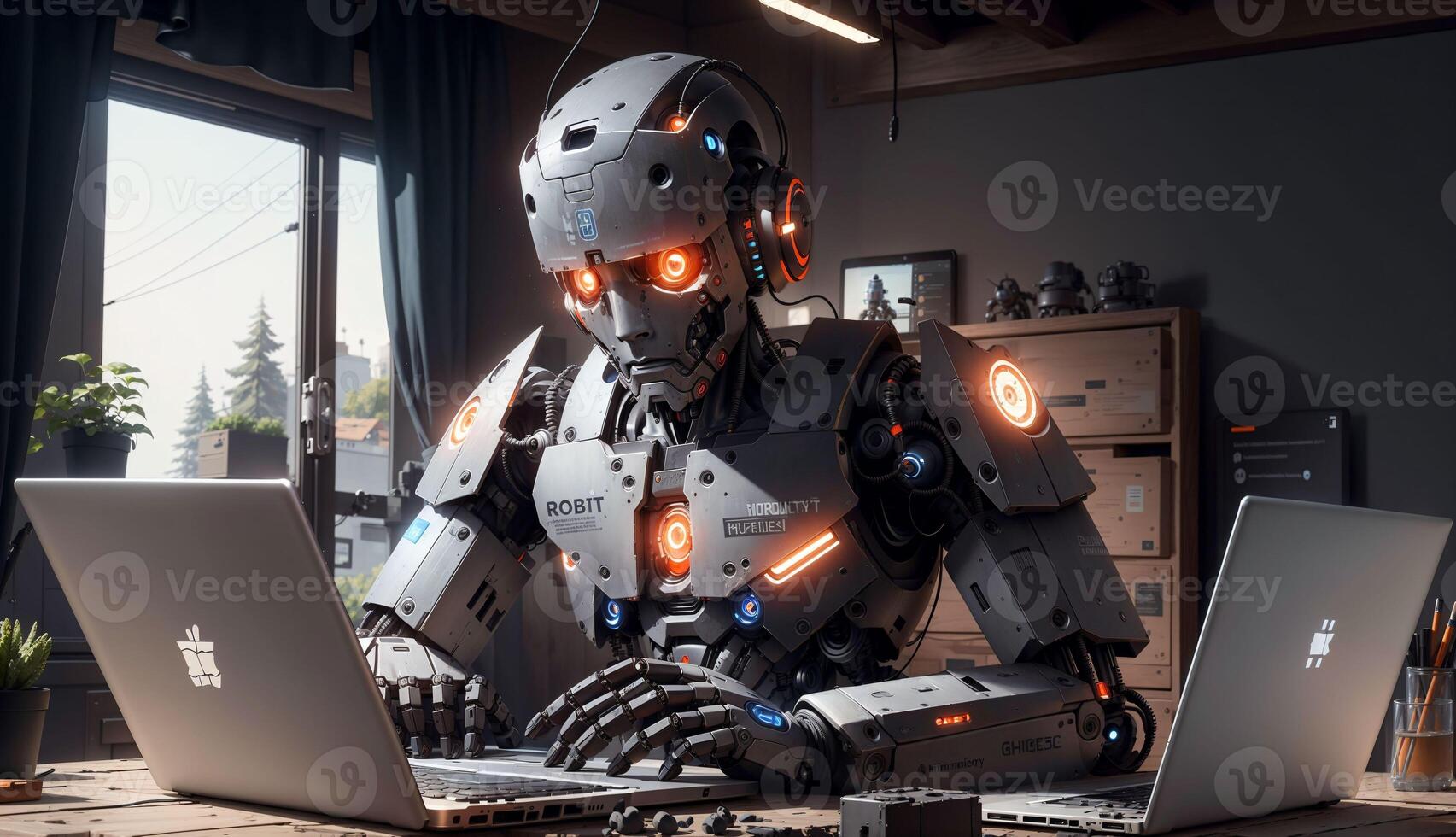 Robot Humanoid Empowered by Technology Creates Content, and Delivers Smart Answers photo