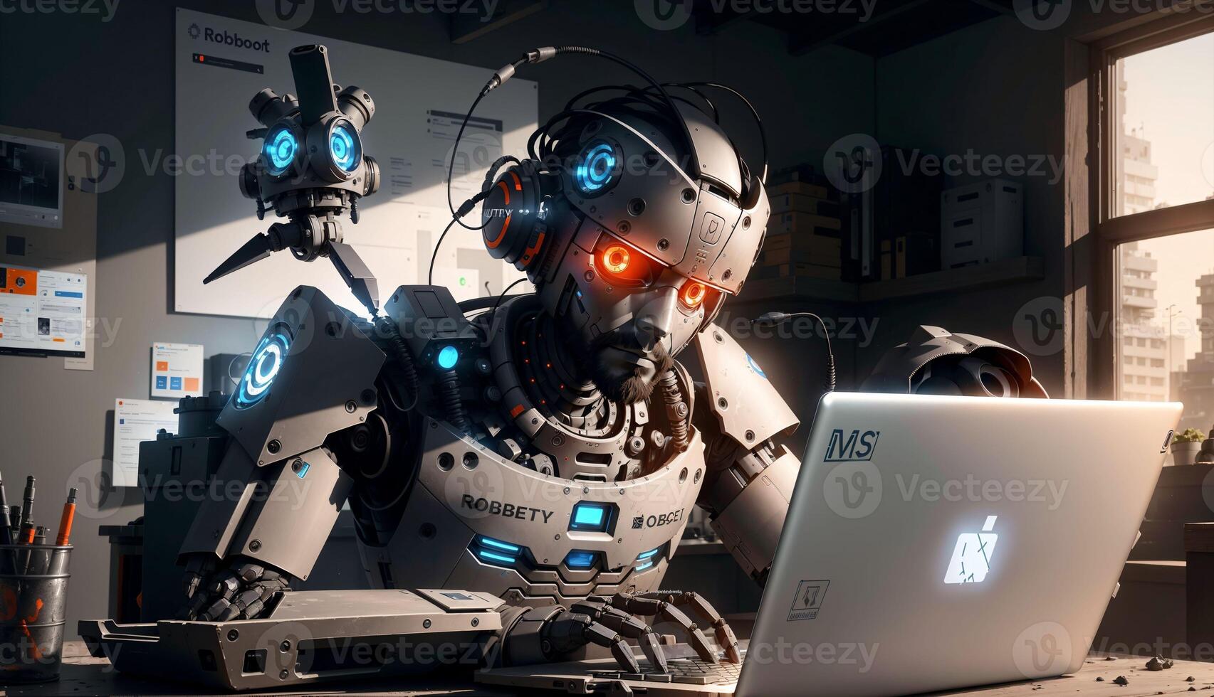 Robot Humanoid Empowered by Technology Creates Content, and Delivers Smart Answers photo