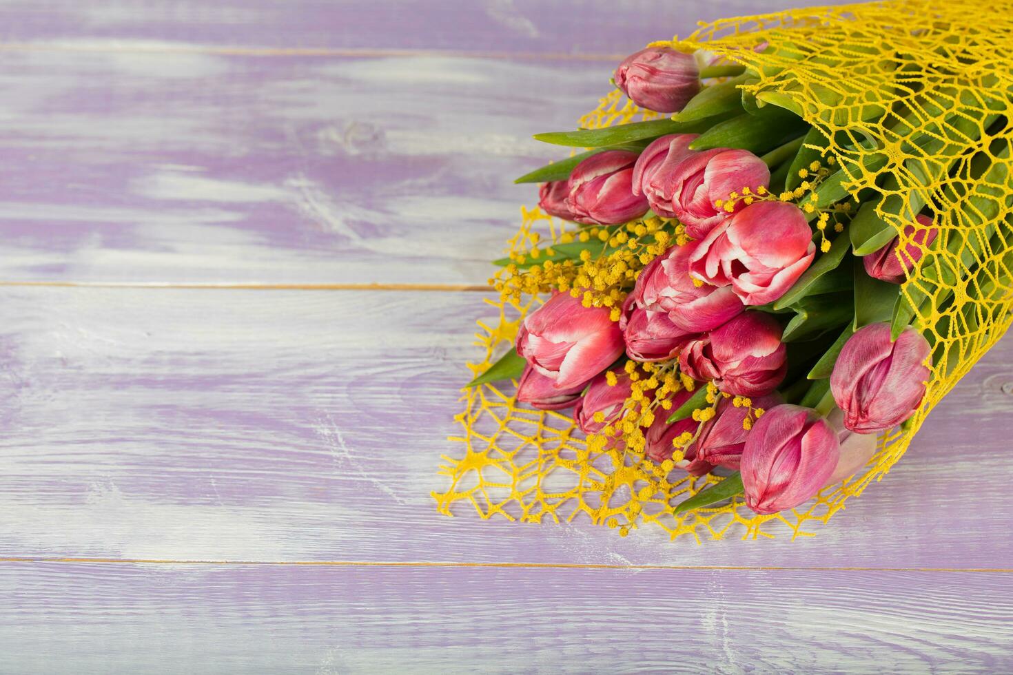 Bunch of pink tulips. Closeup photo