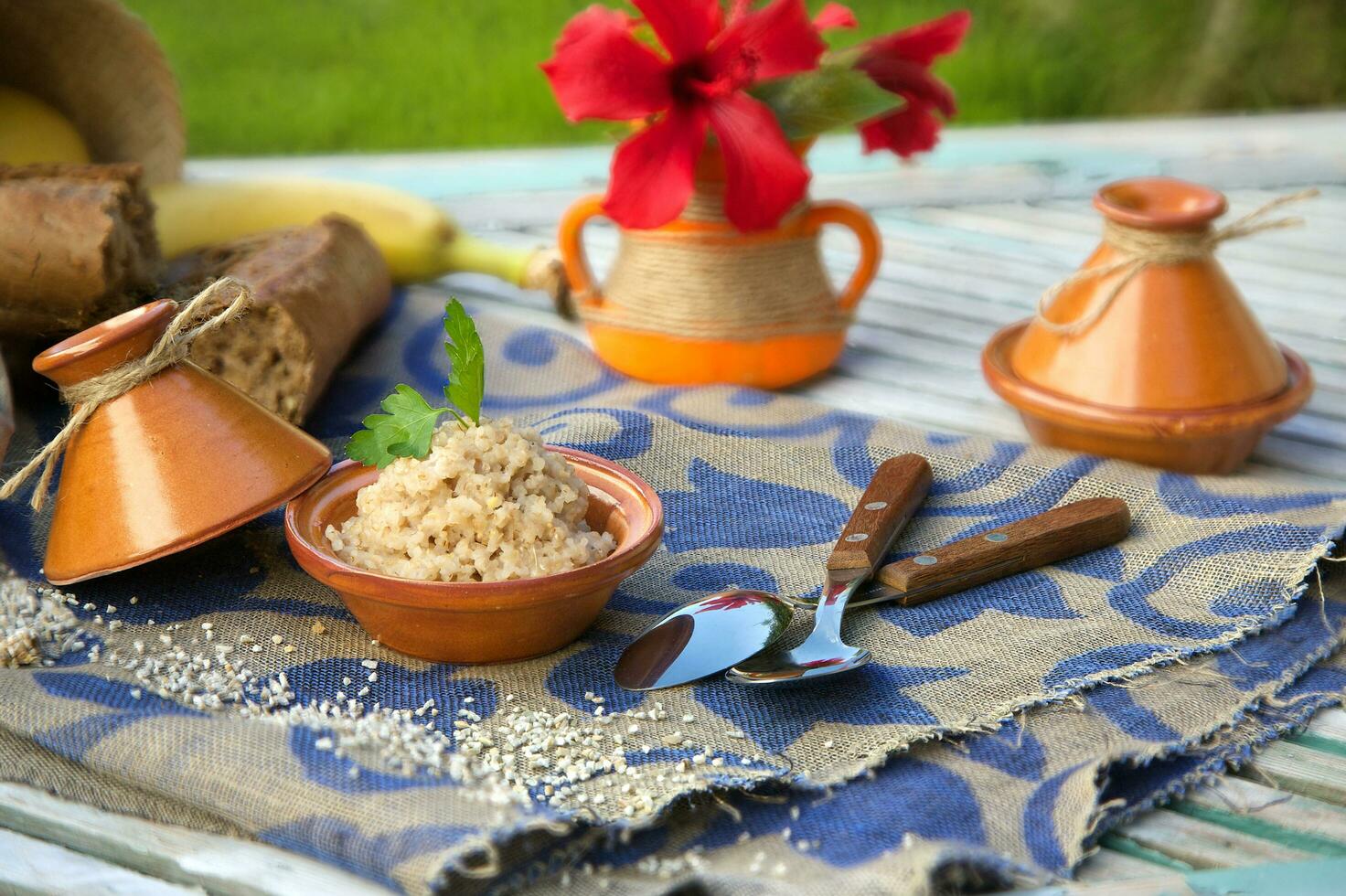 Boiled barley cereal photo