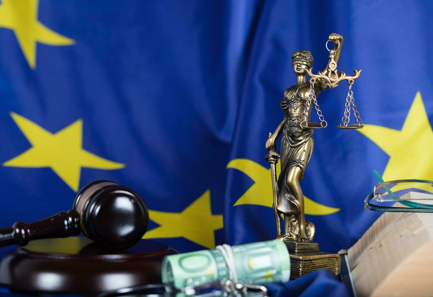 Judge's gavel on EU flag. photo