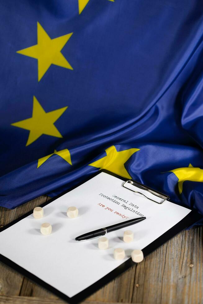 General Data Protection Regulation. Are you ready written on the paper. photo
