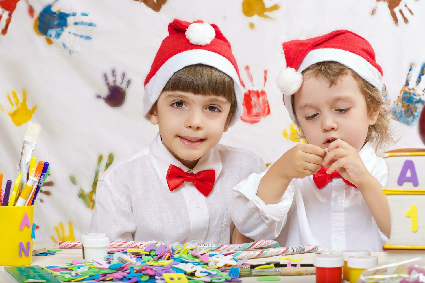 Two brothers are playing together photo