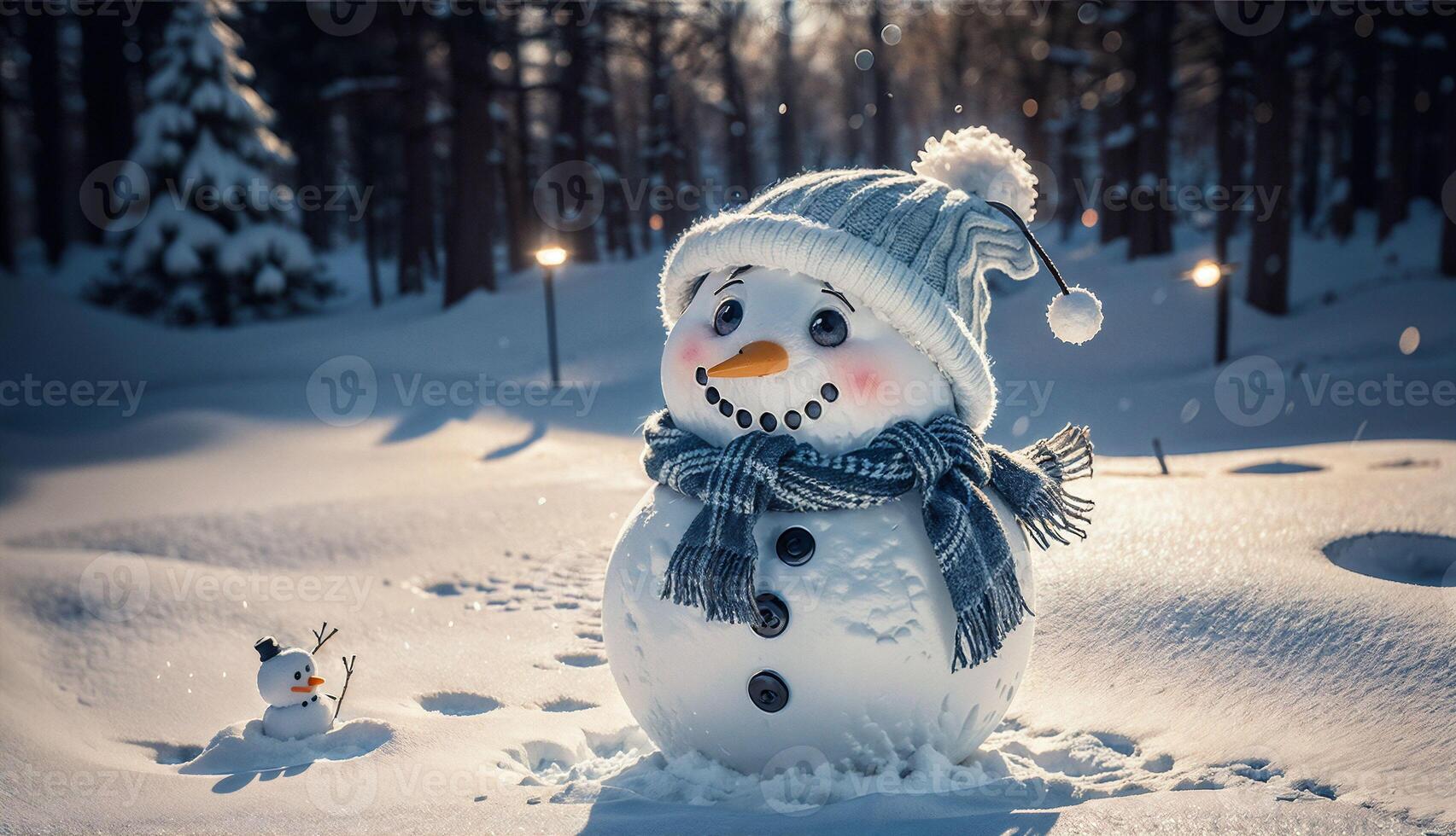A Cheery Christmas Background Banner with a Laughing Snowman photo