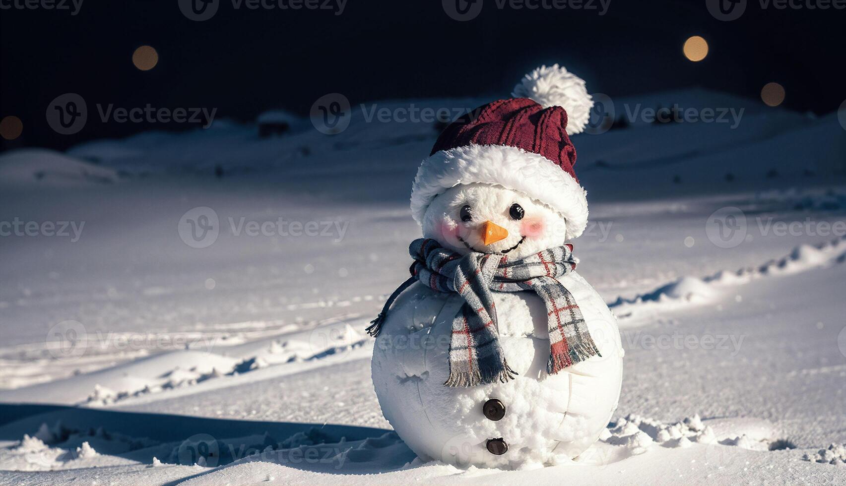 A Cheery Christmas Background Banner with a Laughing Snowman ai generated photo