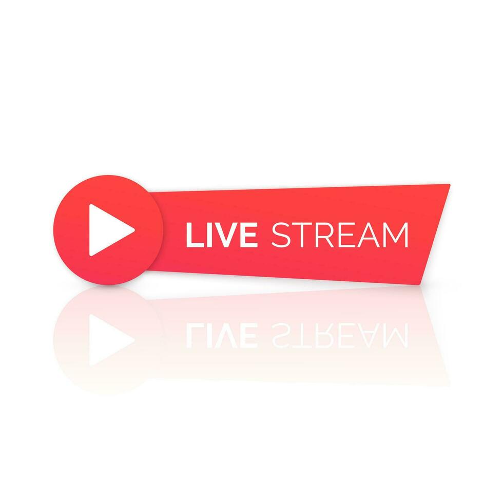 Online streaming Banner with reflection. Live stream red icon. Vector illustration