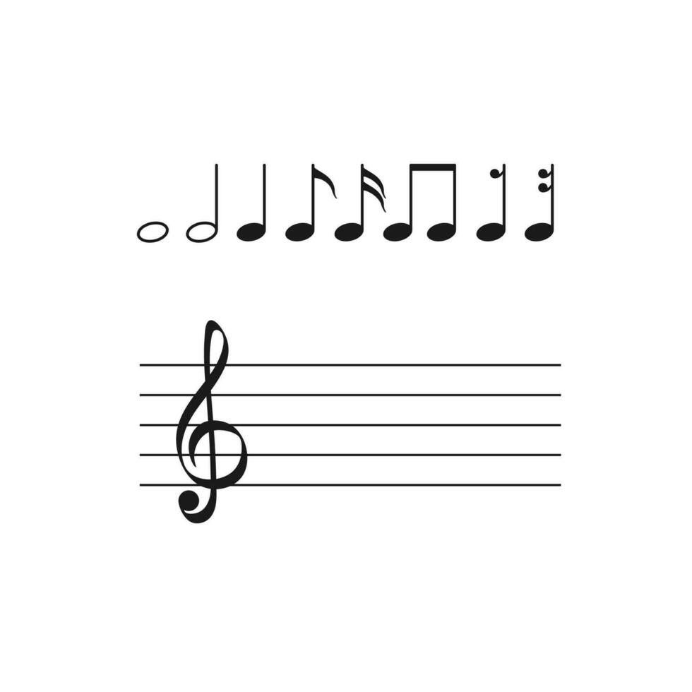 Set music note symbols. Vector illustration isolated on white