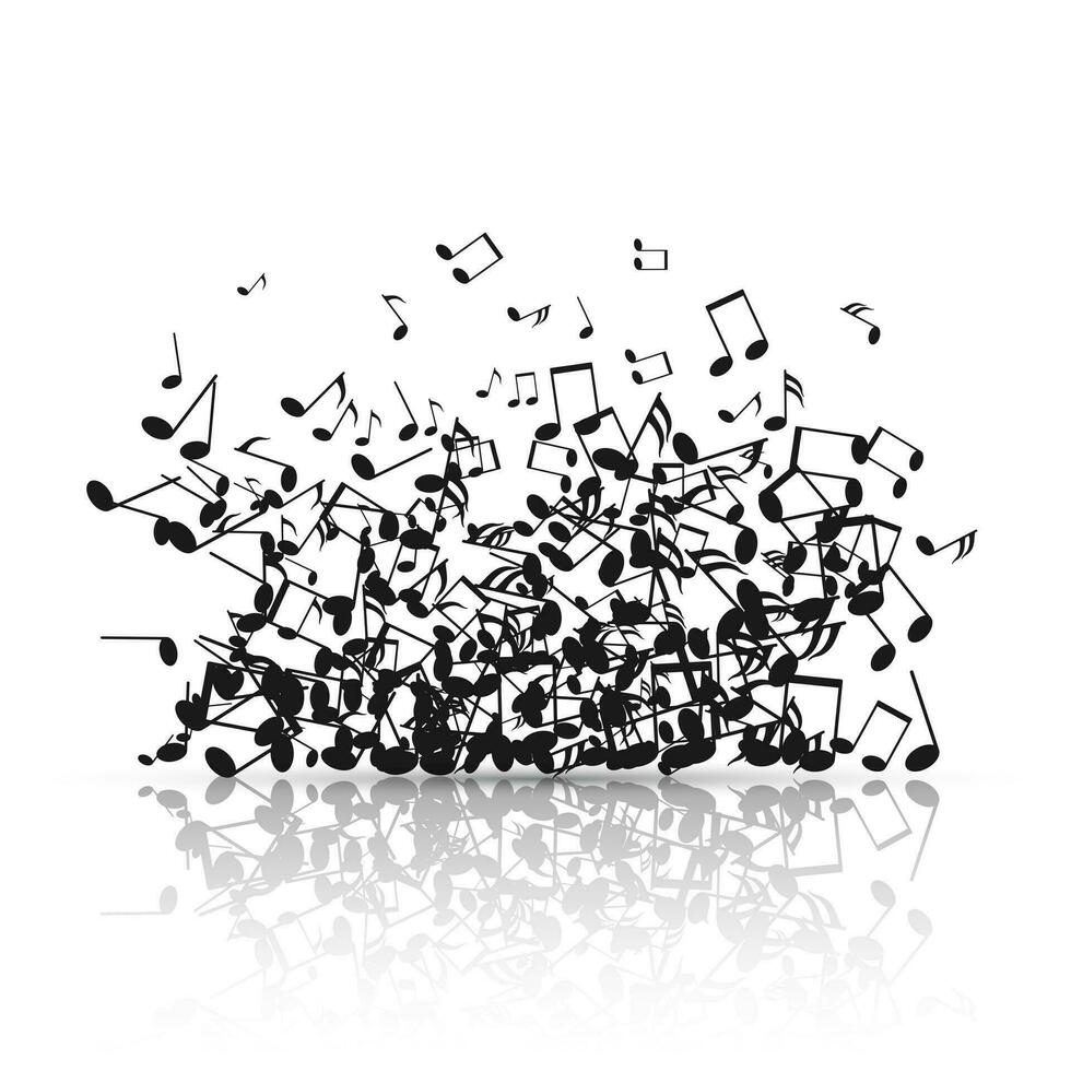 Abstract music background with black note symbols. Vector illustration