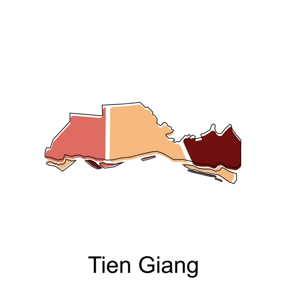 Map of Tien Giang vector design template, World Map International vector template with outline graphic sketch style isolated on white background