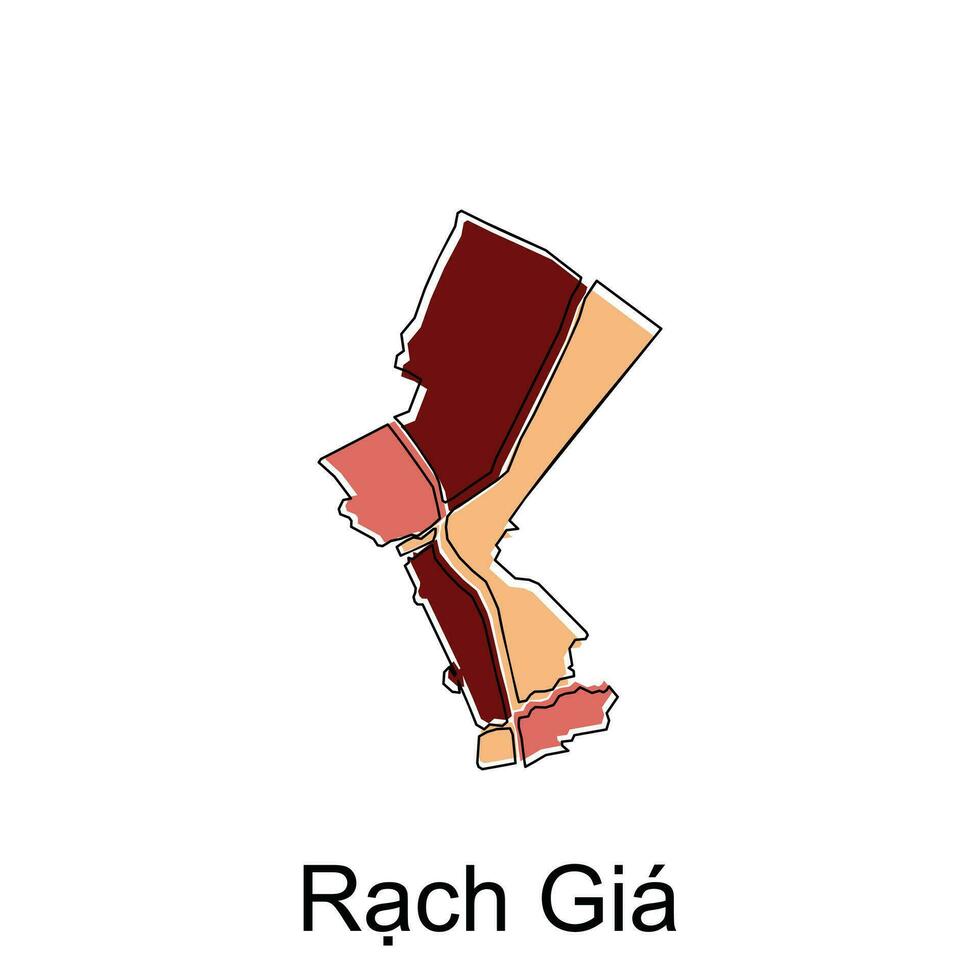 Map of Rach Gia vector design template, World Map International vector template with outline graphic sketch style isolated on white background