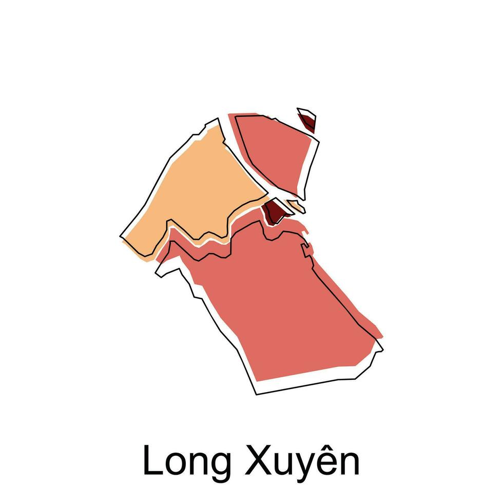 Map of Long Xuyen modern outline High detailed illustration map, World map country vector illustration template