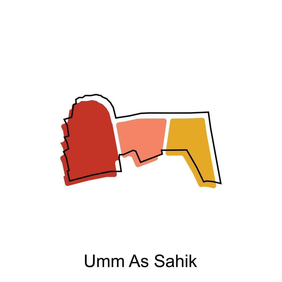 Map of Umm As Sahik design template, World Map International vector template with outline graphic sketch style isolated on white background