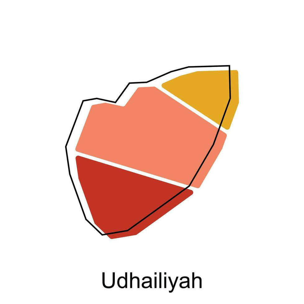 mapa de udhailiyah diseño plantilla, mundo mapa internacional vector modelo con contorno gráfico bosquejo estilo aislado en blanco antecedentes