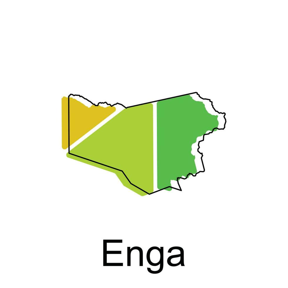 Map of Enga vector design template, national borders and important cities illustration