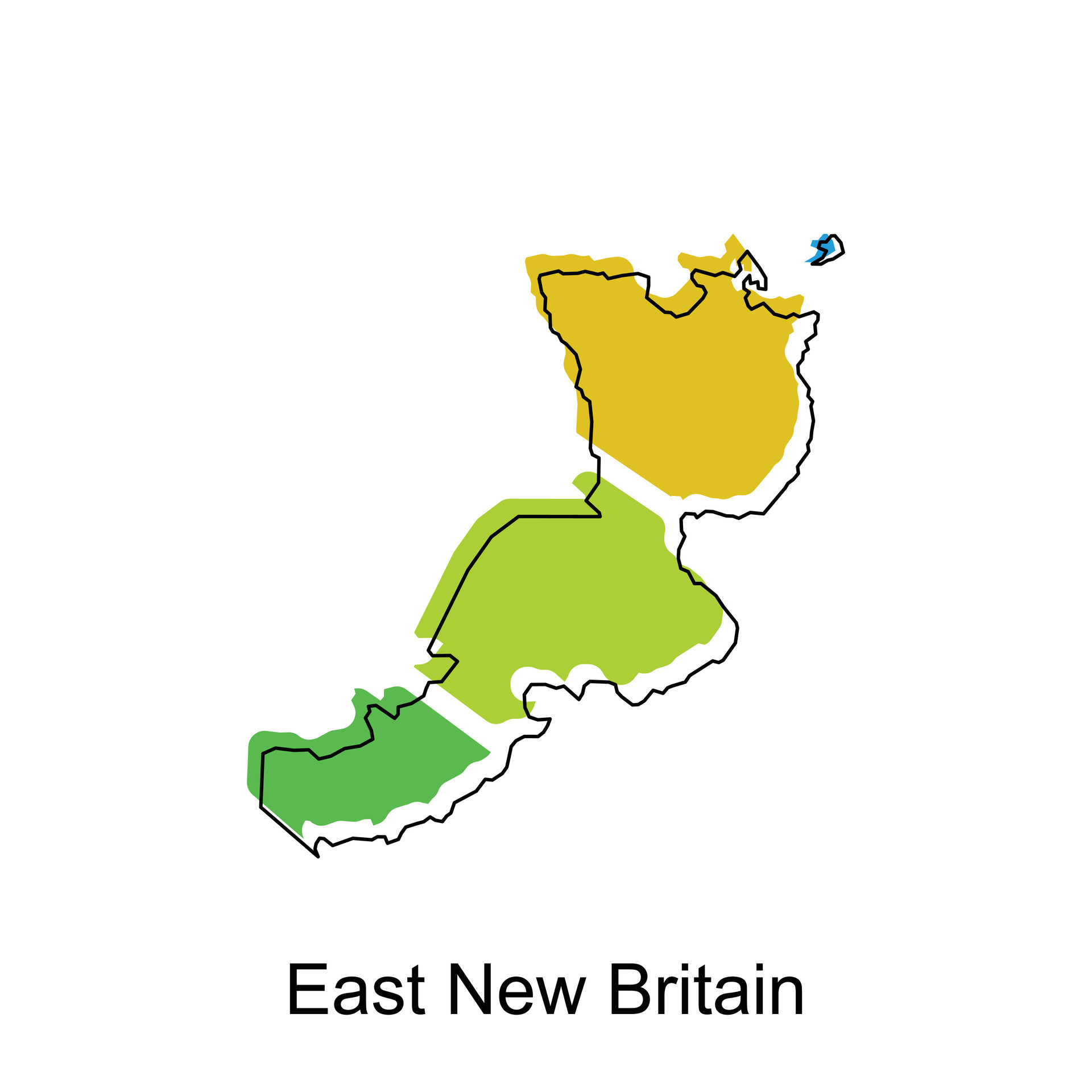 Map of East New Britain modern outline, High detailed vector