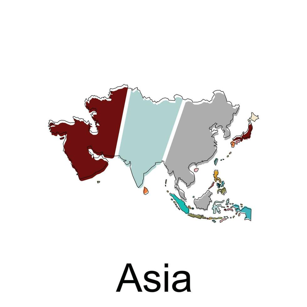 mapa de Asia vistoso ilustración modelo diseño político mapa estados y país, en blanco antecedentes adecuado para tu empresa vector