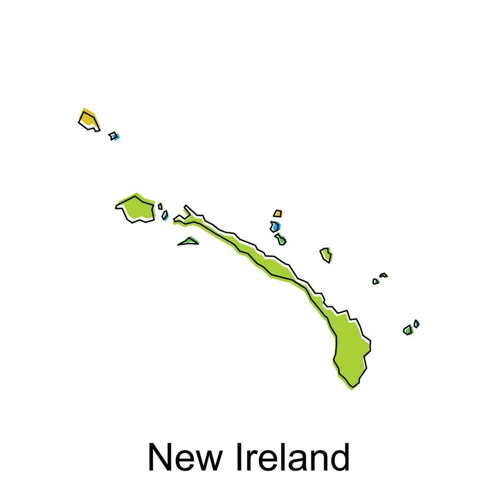 Map of New Ireland vector design template, national borders and important cities illustration