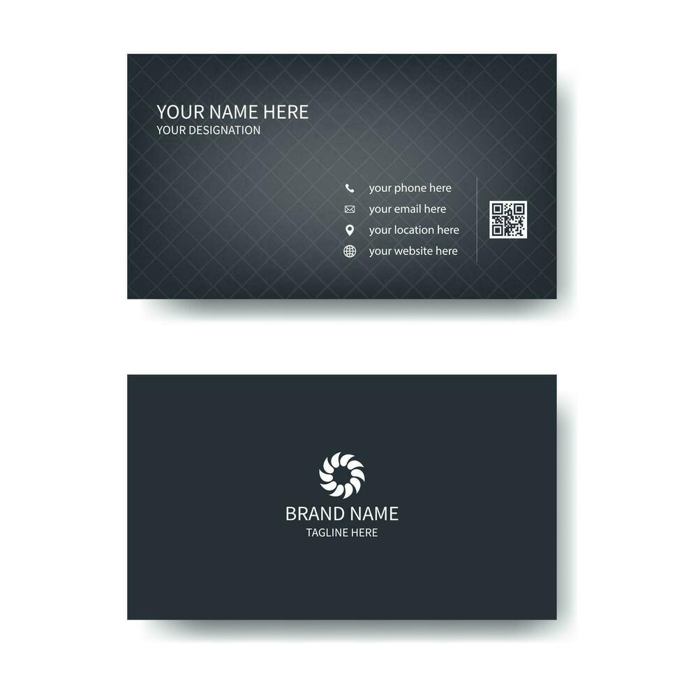 Professional Business Card white and black mixed color minimal design. Modern simple Visiting Card Double sided flat Clean Template. Corporate Stationery  dark business card for business and personal. vector