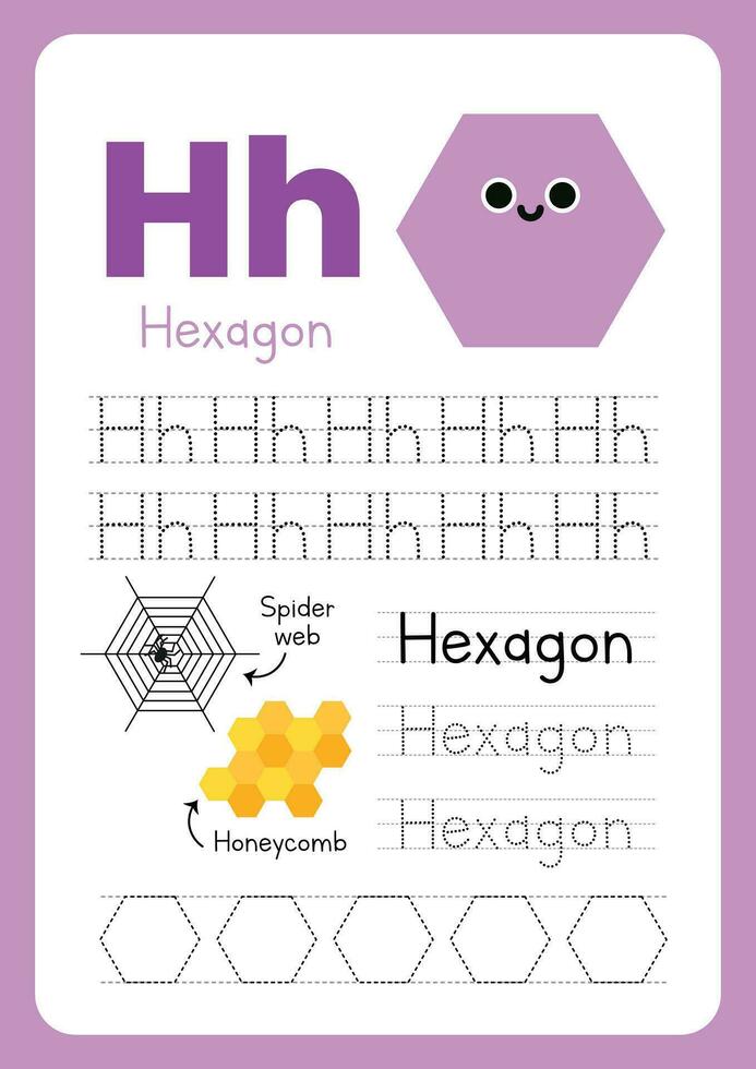 flat design vector cute shape flashcard handwriting practice printable for kids activity