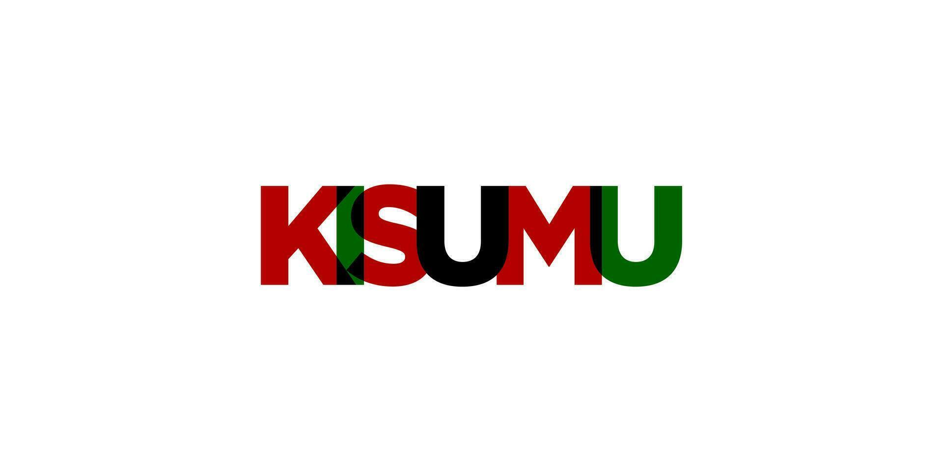 Kisumu in the Kenya emblem. The design features a geometric style, vector illustration with bold typography in a modern font. The graphic slogan lettering.