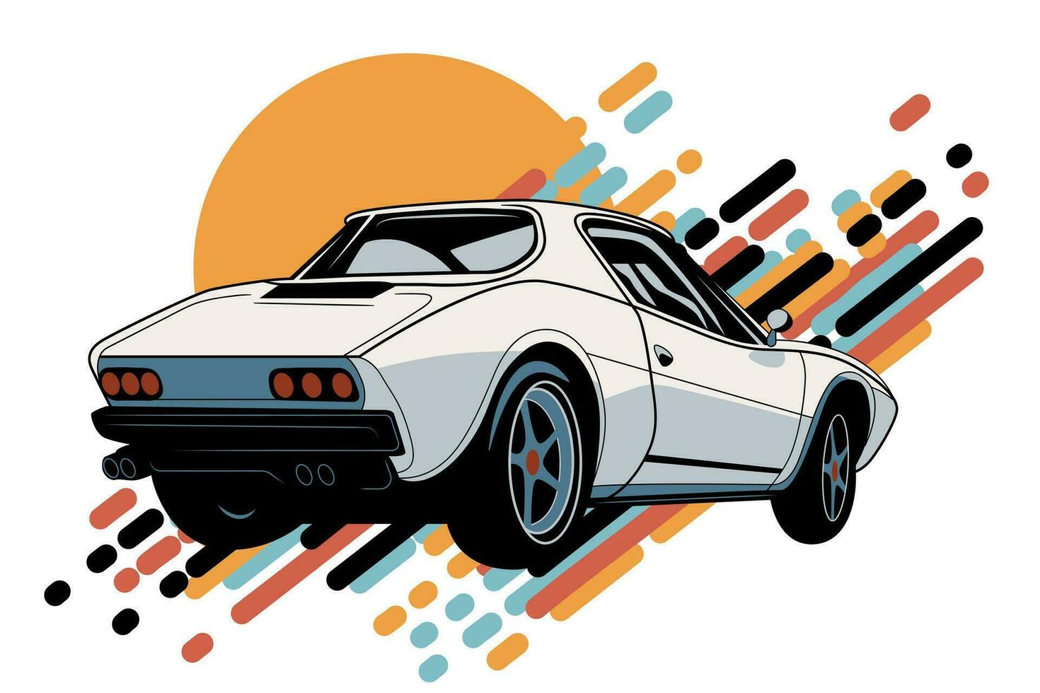 Sport car vector illustration for t shirt design, print and logo. Sportcar clipart of speed vehicle.