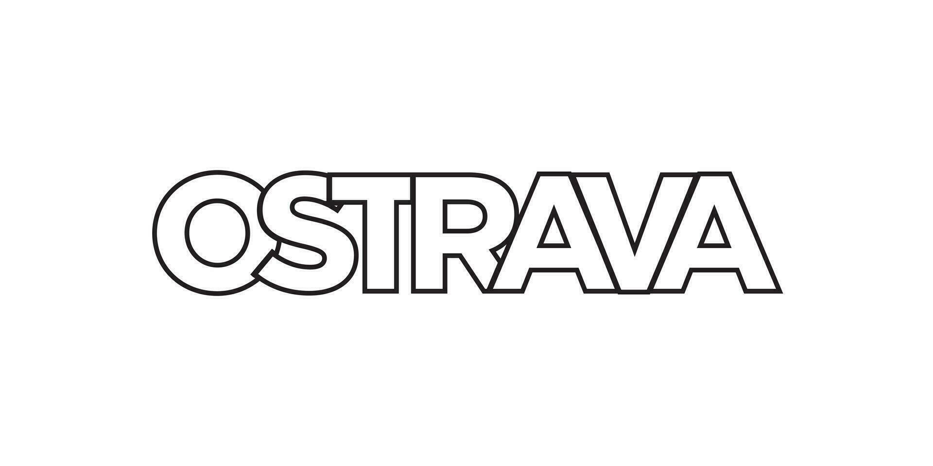 ostrava en el checo emblema. el diseño caracteristicas un geométrico estilo, vector ilustración con negrita tipografía en un moderno fuente. el gráfico eslogan letras.