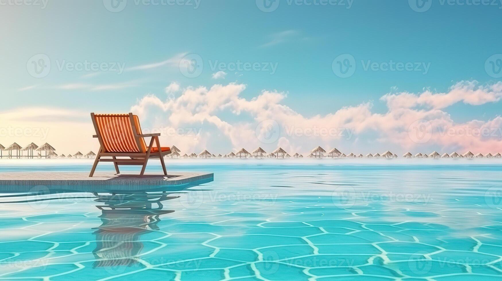 Vacation net seat in tropical Maldives island. photo