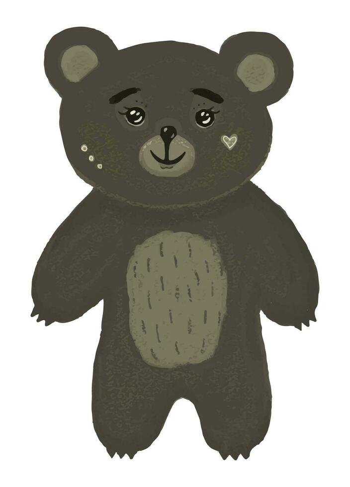 linda marrón oso camisa imprimir, monocromo ilustración vector