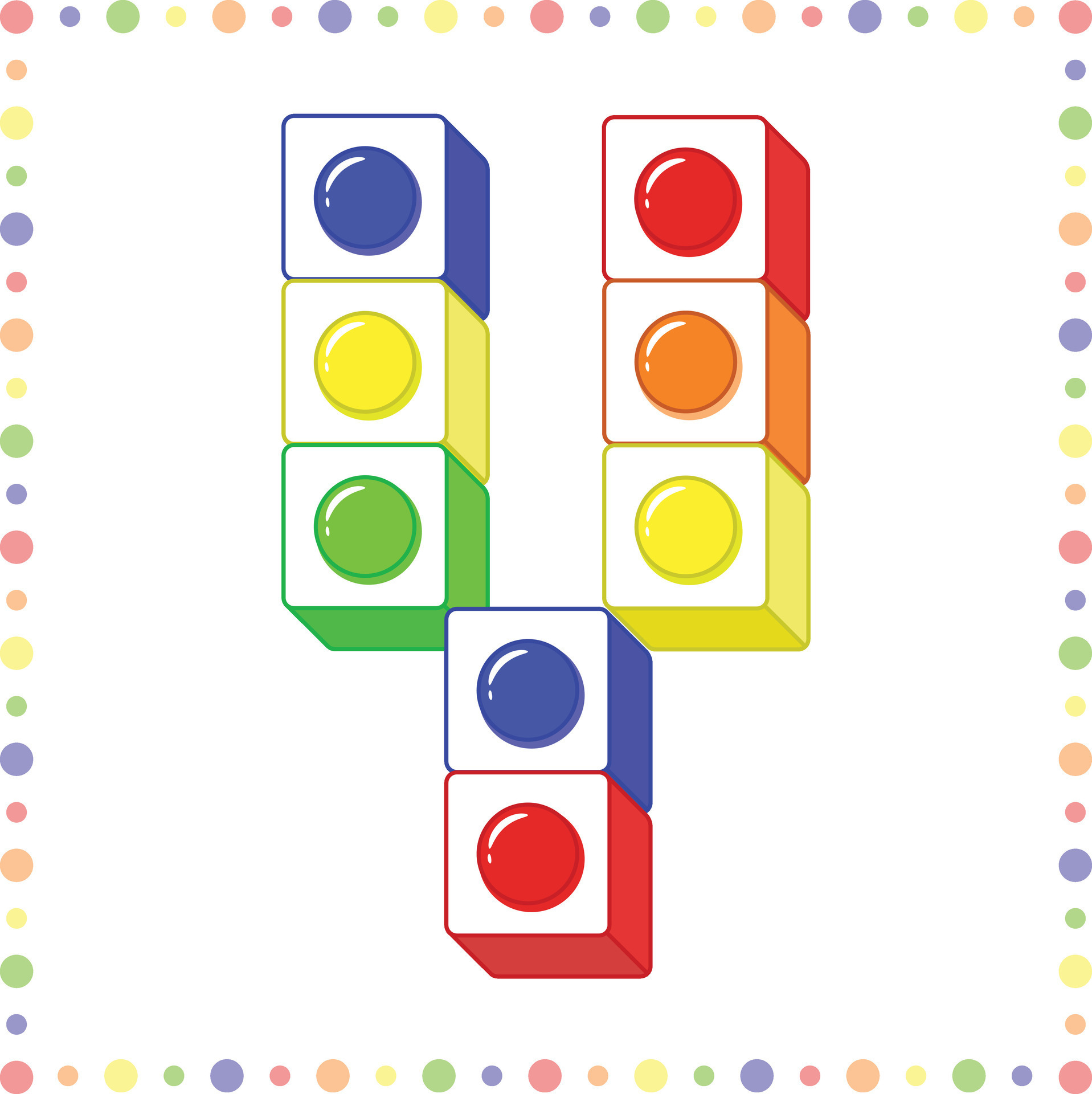 Alphabet English letter Y blocks in coloring stroke with colorful