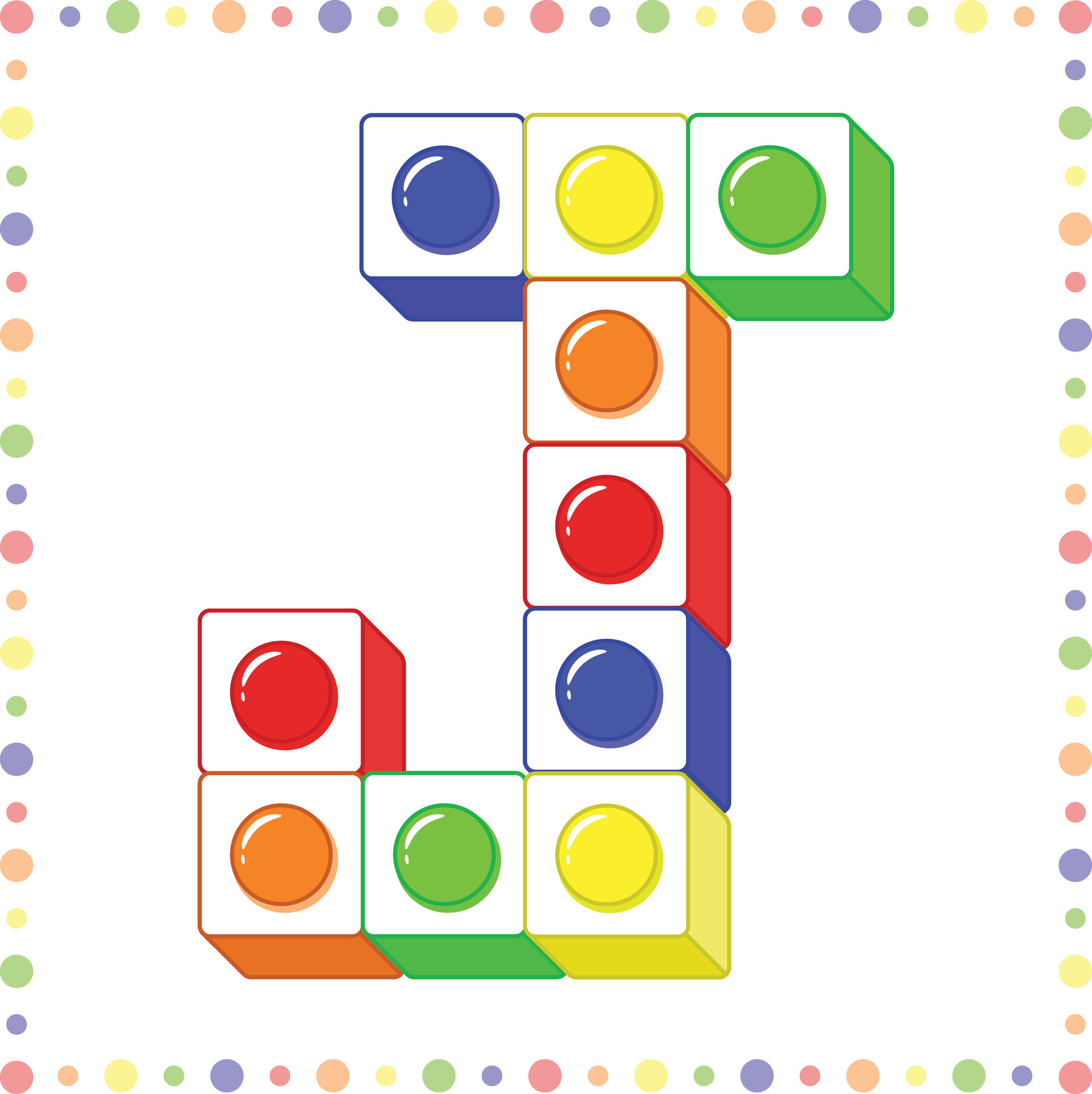 Alphabet English letter J blocks with coloring circles 26305946 Vector